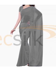 Chiffon Saree Plane Gray Light