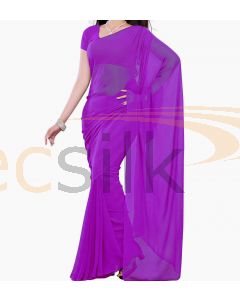 Chiffon Saree Plane Purple