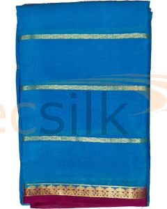 Crepe Silk Saree Blue Jari Body 