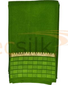 Crepe Silk Saree Leaf Green Box 