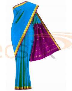 Crepe Saree Light Blue  Border Magenta