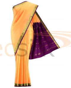 Crepe Saree Light Orange  Border Magenta