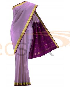 Crepe Saree Light Purple  Border Magenta