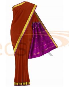 Crepe Saree Marron  Border Magenta