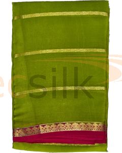 Crepe Silk Saree Mehandi Green. Jari Body 