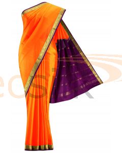 Crepe Saree Orange  Border Magenta