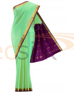 Crepe Saree Pista Green  Border Magenta