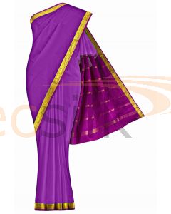 Crepe Saree Purple  Border Magenta