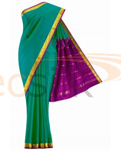 Crepe Saree Rama Green  Border Magenta