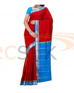 Crepe Silk Saree Blue & Orange