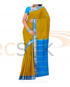 Crepe Silk Saree Blue & DarkOrange