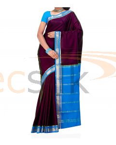 Crepe Silk Saree Blue & DarkPurple