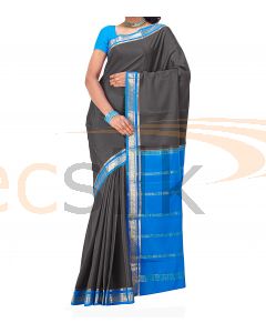 Crepe Silk Saree Blue & Gray