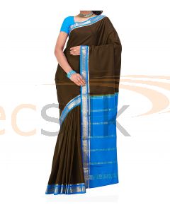 Crepe Silk Saree Blue & Mehandi