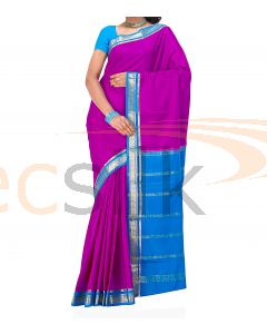 Crepe Silk Saree Blue & Pink