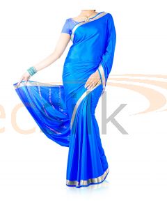 Silk Crepe Saree Bright Blue