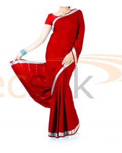 Silk Crepe Saree Bright Red