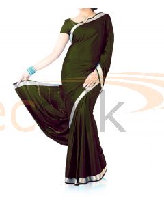 Silk Crepe Saree Dark Mehandi