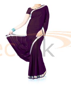 Silk Crepe Saree Dark Purple