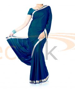 Silk Crepe Saree Deep Blue