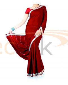 Silk Crepe Saree Deep Red