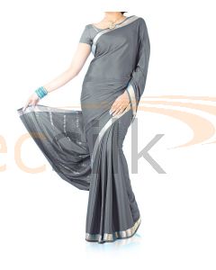 Silk Crepe Saree Gray