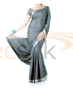 Silk Crepe Saree Gray Dark