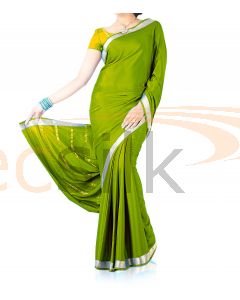 Silk Crepe Saree Green