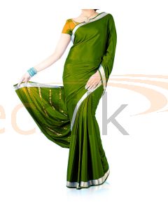 Silk Crepe Saree Leaf Green