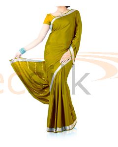 Silk Crepe Saree Mehandi