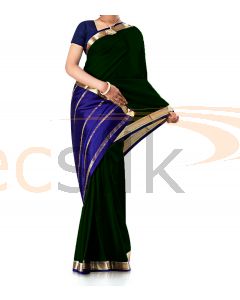 Pure Crepe Silk Saree Bottle Green