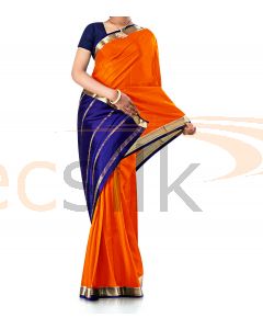 Pure Crepe Silk Saree BrightOrange