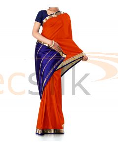 Pure Crepe Silk Saree Dark Organge