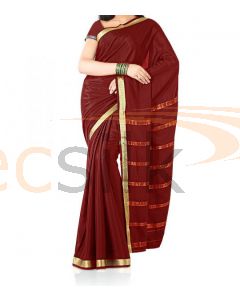 Silk Saree Crepe Deepred