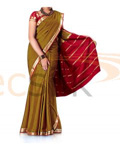 Crepe Silk Saree Mehandi